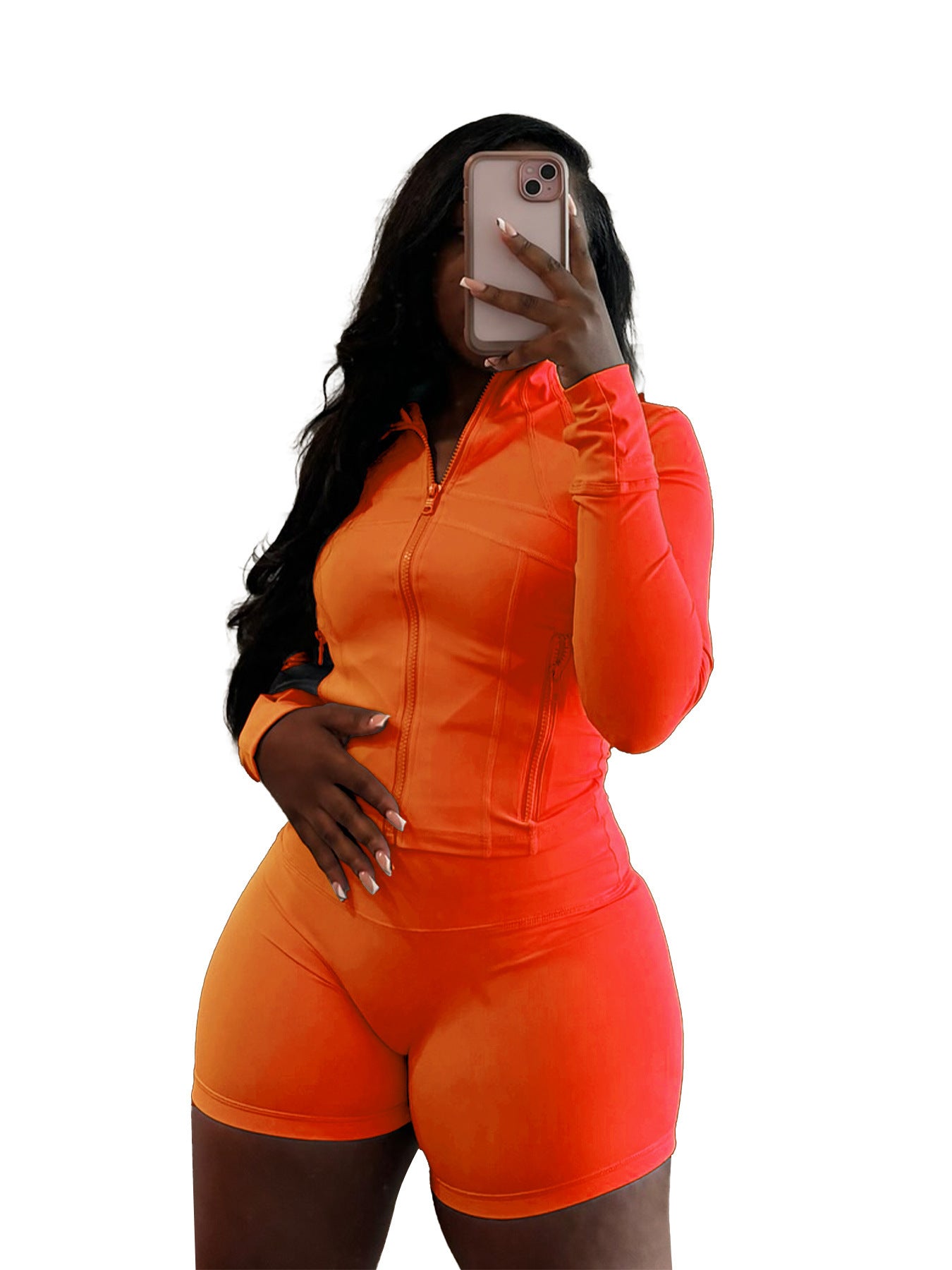 Women spring/summer casual sexy long-sleeved top and shorts two-piece set 28