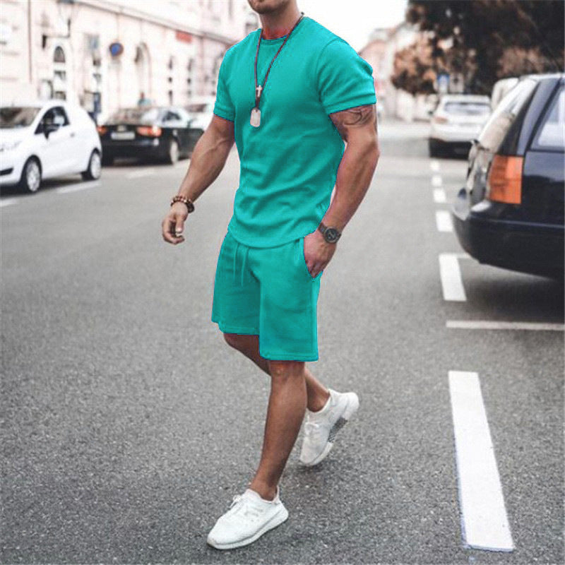 fashion short-sleeved shorts Casual track suit men 14