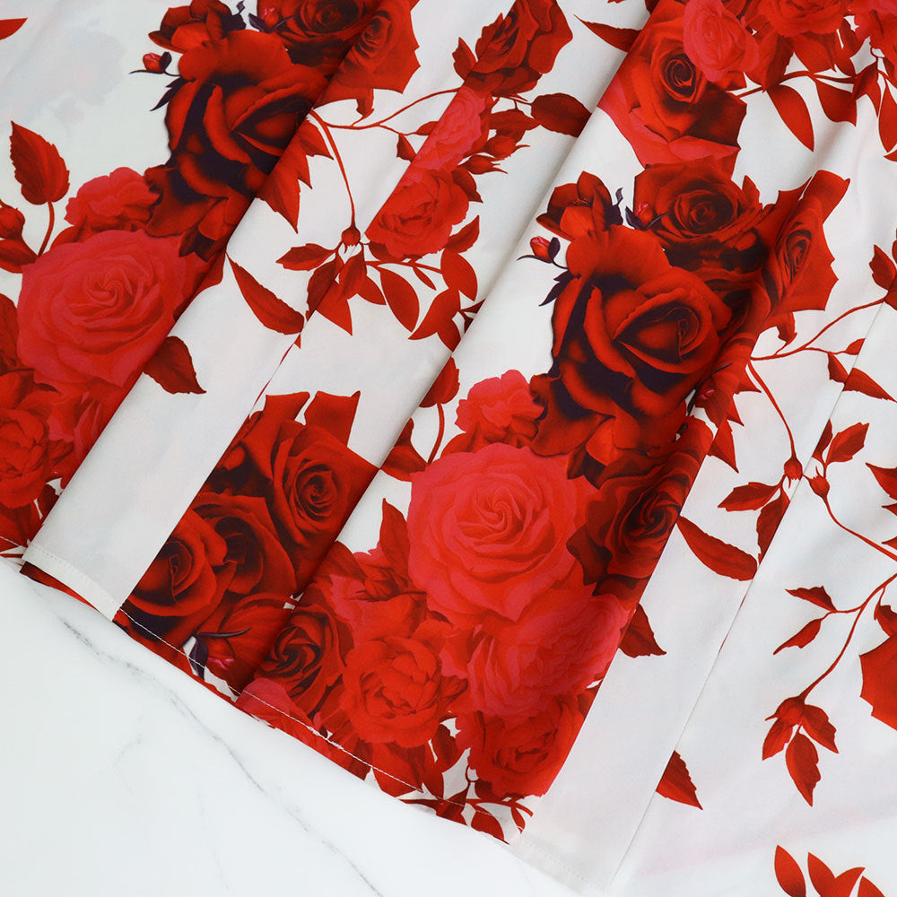Strap Red Rose Printed Long Dress Chic Elegant Women's Dress 15