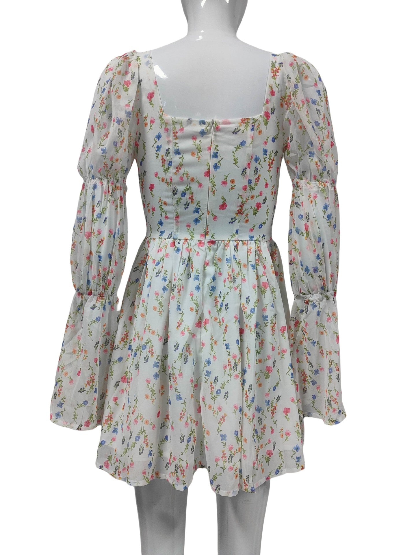 Autumn Square Neck Puff Sleeve Floral Dress 6
