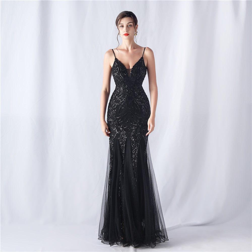Floral Sequin Mesh Evening Dress 15