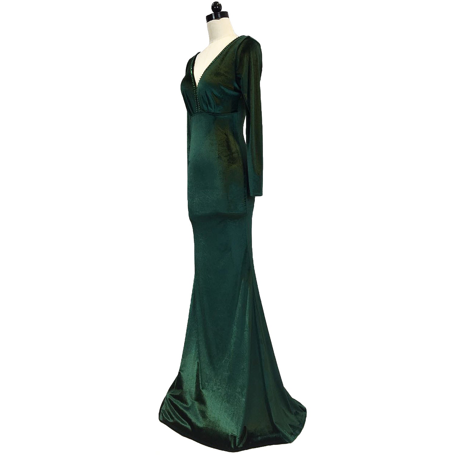 Women Long-Sleeved Velvet Evening Dress Formal Party Autumn And Winter Long Fishtail Party Dress 37