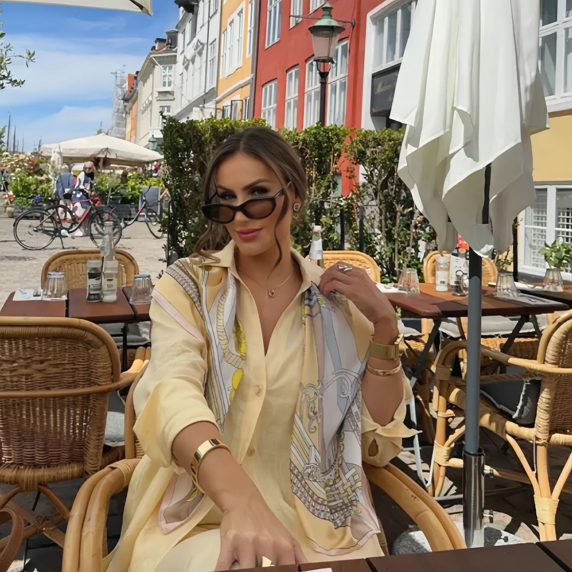 Women's Fashion Linen Solid Color Loose Long-Sleeve Blouse & Casual Pants Set 5