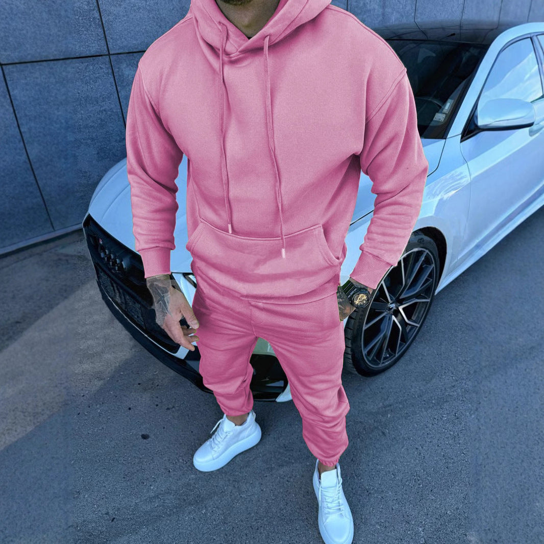 Men's Sports Casual Solid Hoodies and PantTwo Piece Set 10