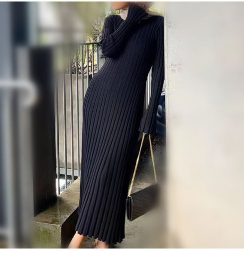 Spring Summer knitting dress Casual Slim Waist V-neck Ribbed Slim Fit Knitting long dress for women 11