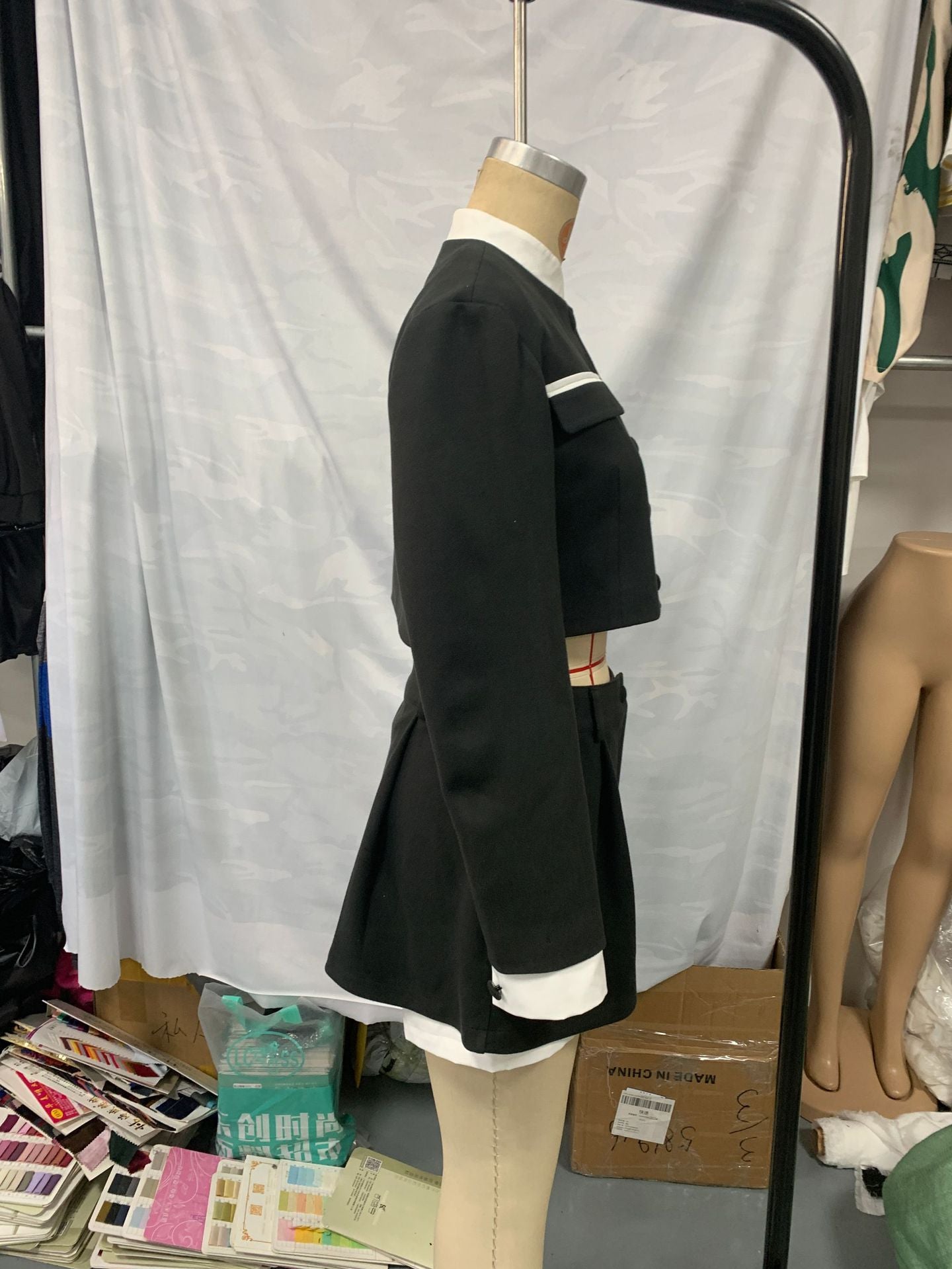 Autumn fashion contrast woolen Coat skirt Two Piece Set 9