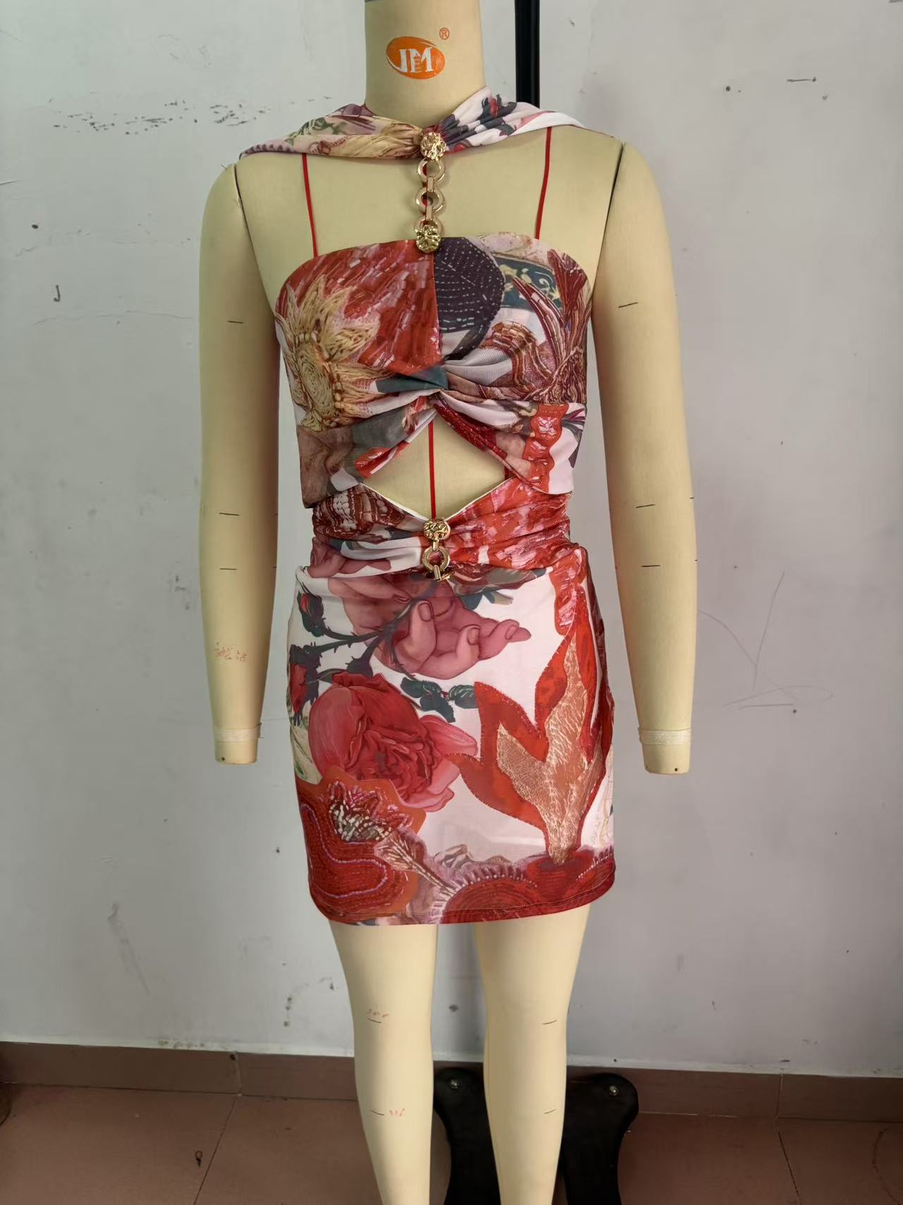 Women Spring Summer Halter Neck Stretchy Casual Holidays Printed Dress 9