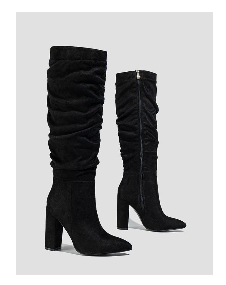 Women high-heeled suede wrinkled high-cut boots 13