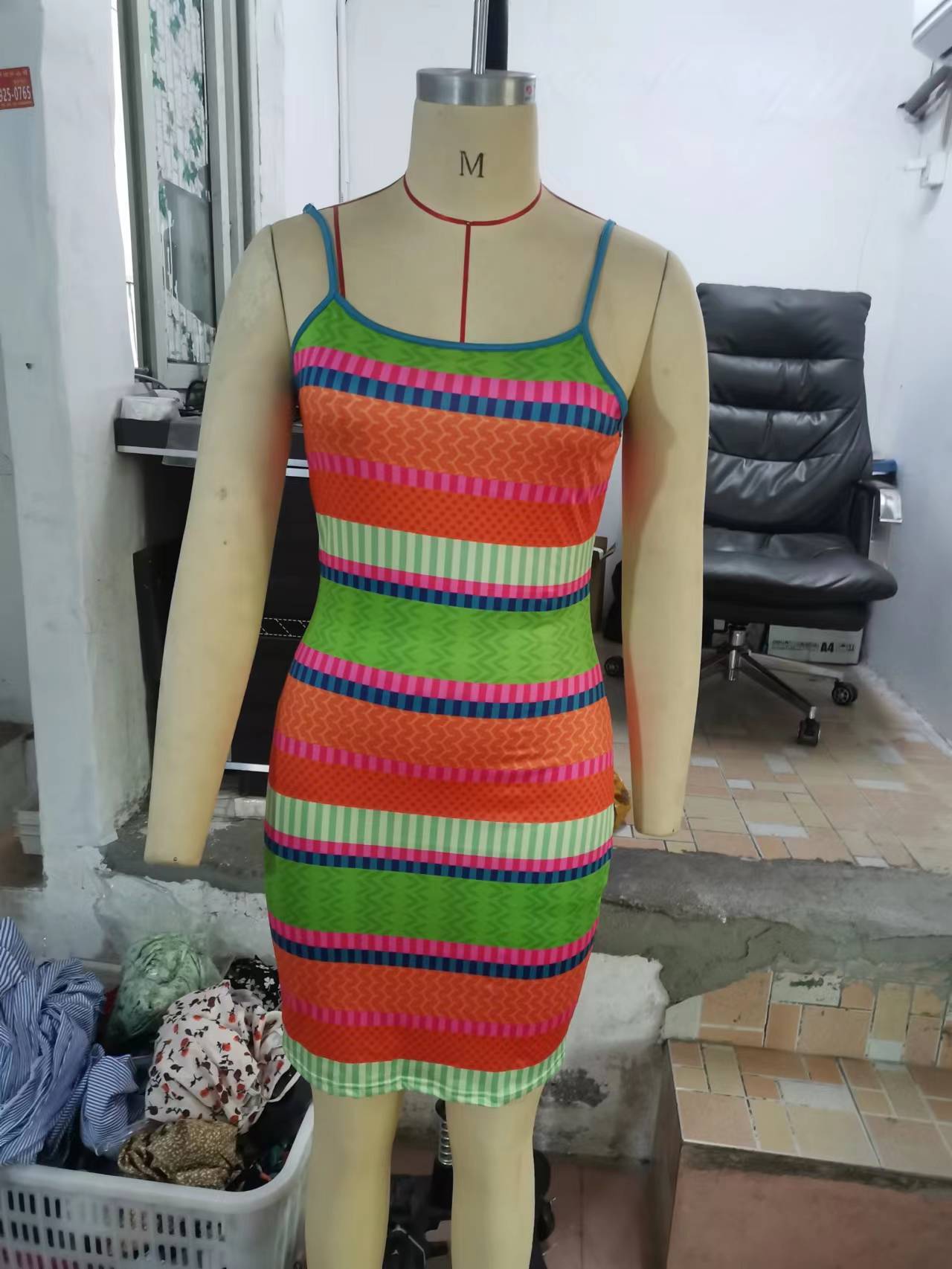 Women's Summer Striped Slim Strap Dress 8