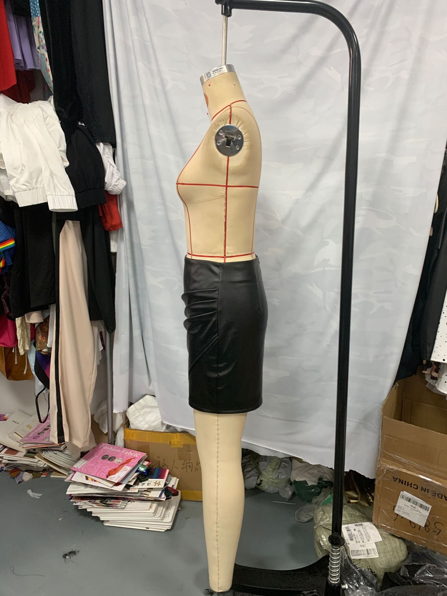 Women Sexy Irregular Pu Leather Bodycon Zipper Skirt 8