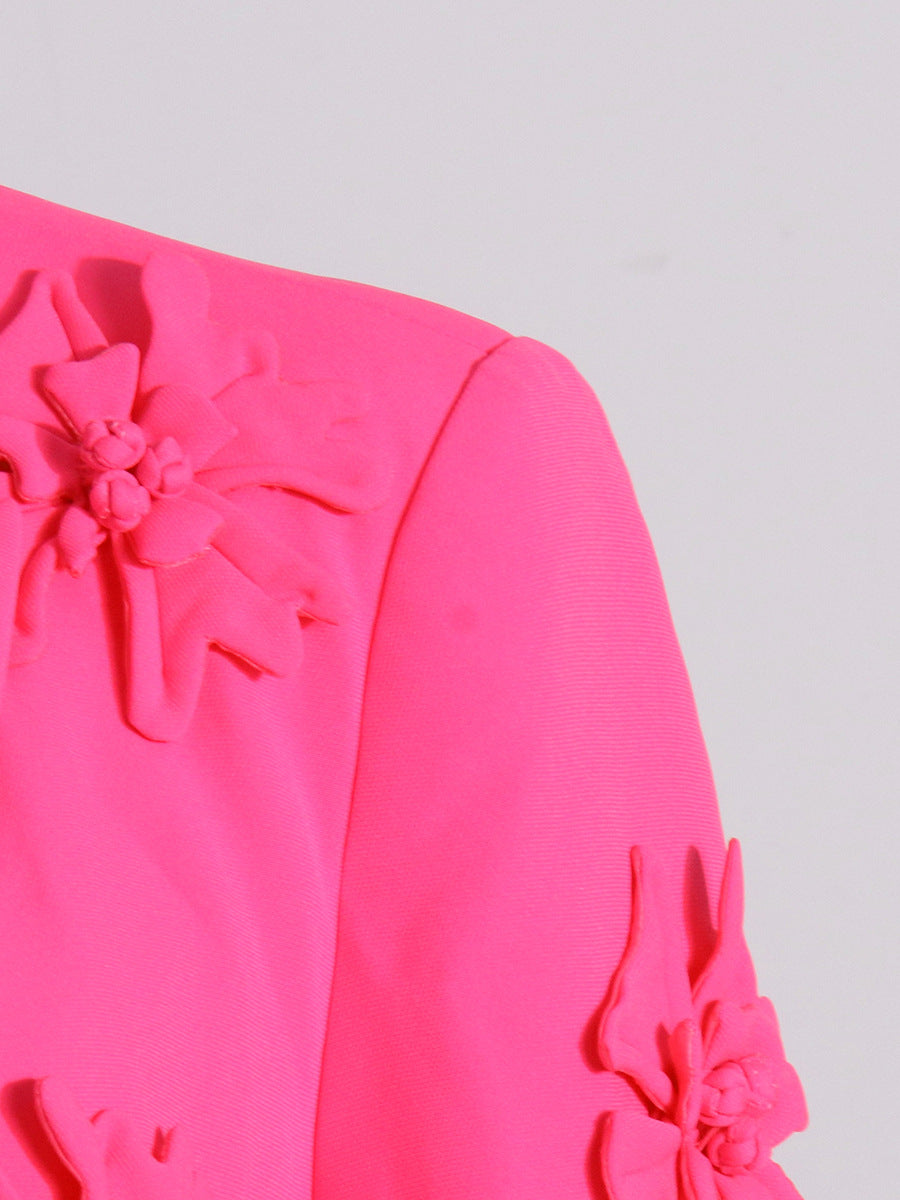 Women double-breasted floral Patchwork Blazer + high-waisted Bell Bottom pants two-piece set 26