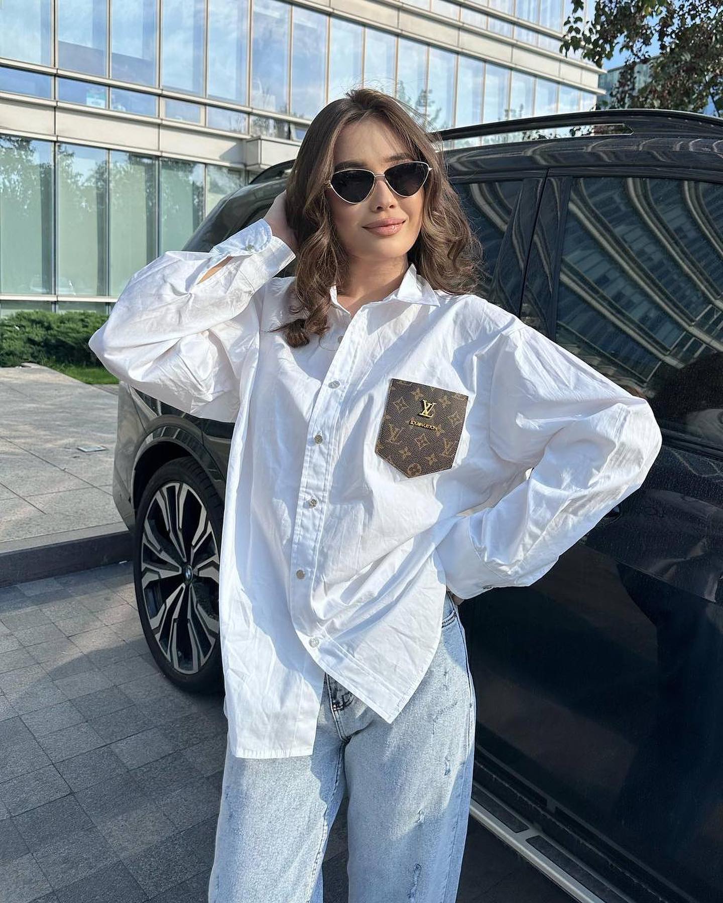 Women summer fashion casual Pu-Leather pocket shirt 12