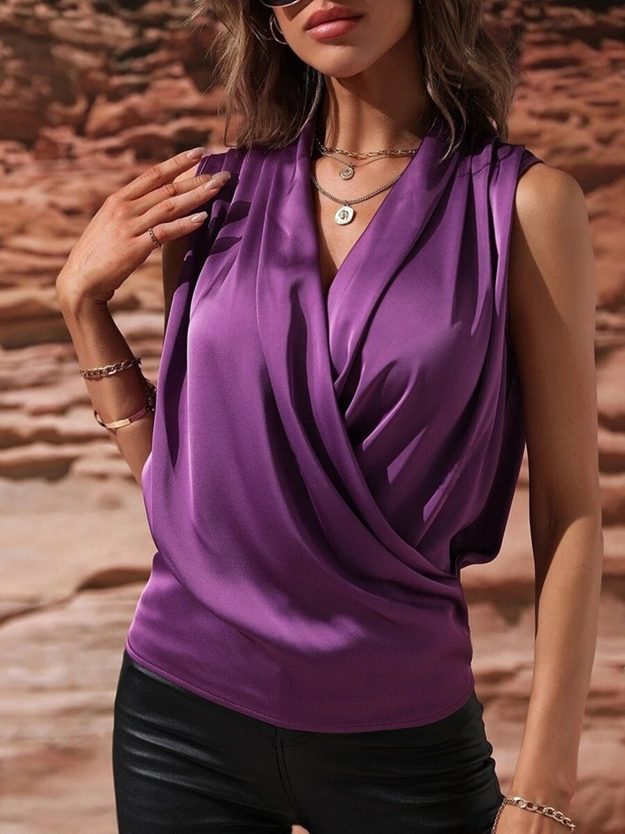 Women spring and summer sleeveless pleated sexy top 12