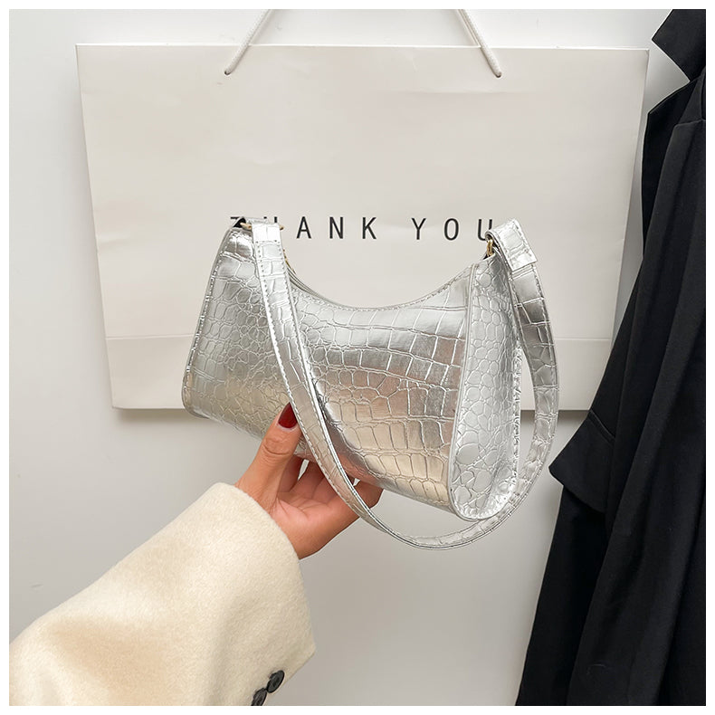 Handheld mini women's bag winter fashion shoulder bag Trendy gradient underarm baguette bag 46