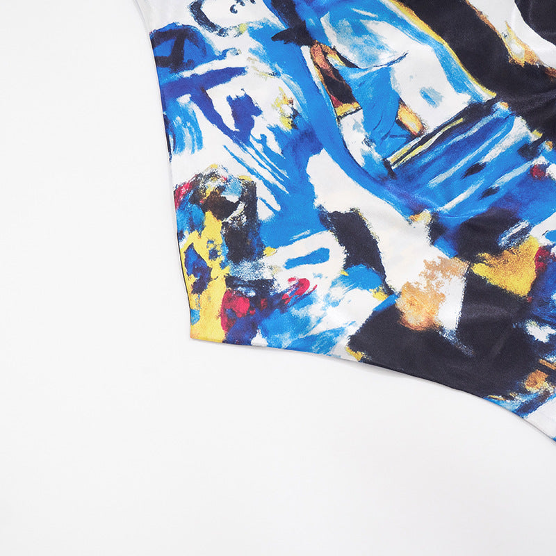 Women Printed Backless Lace-Up Top and Shorts Two-Piece Set 21