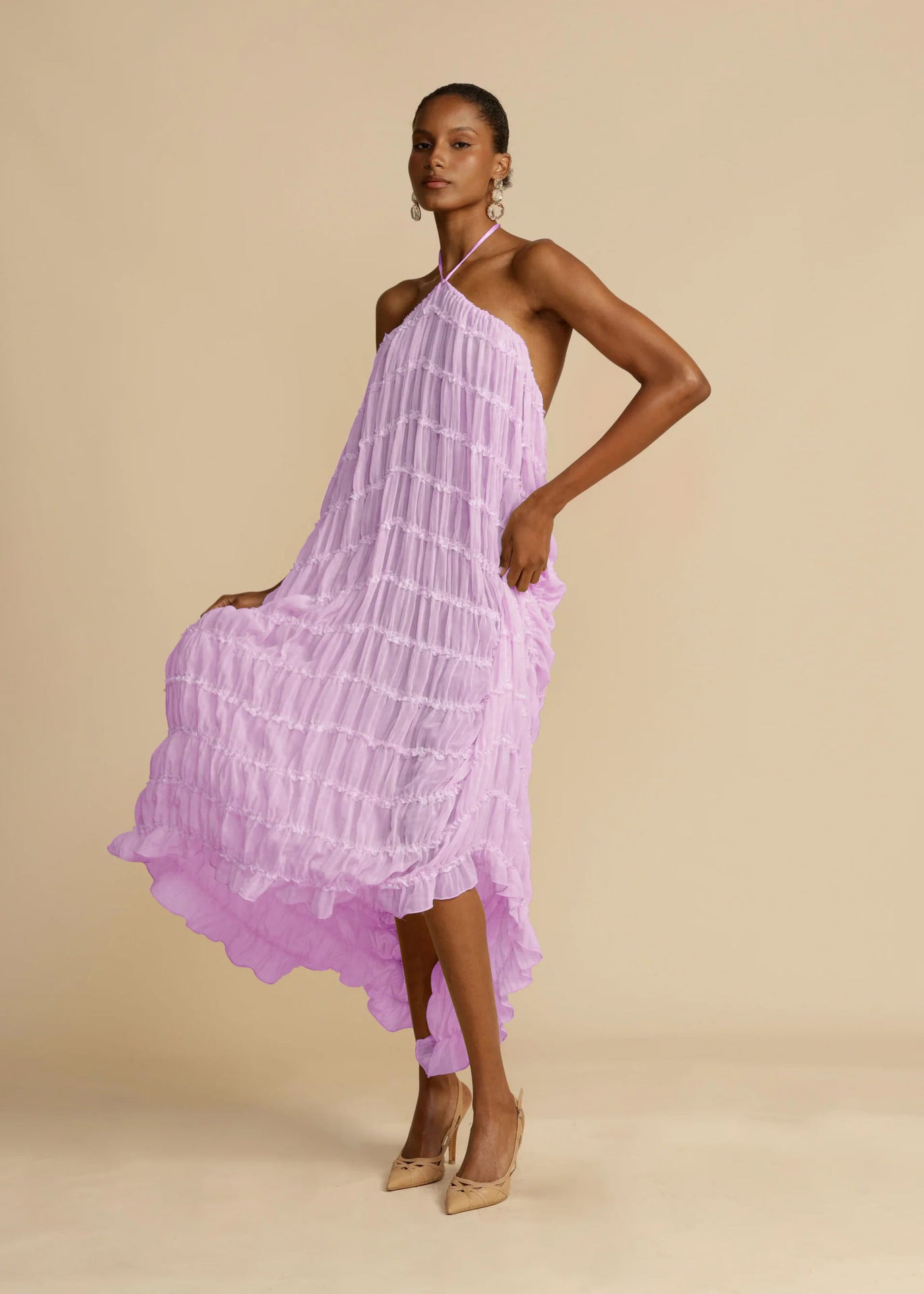 Women Spring Summer Casual Halter Neck Top and Long Skirt two-piece set 47