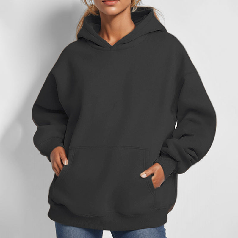 Autumn Loose Solid Color Hooded Pocket Fashion Hoodies 17