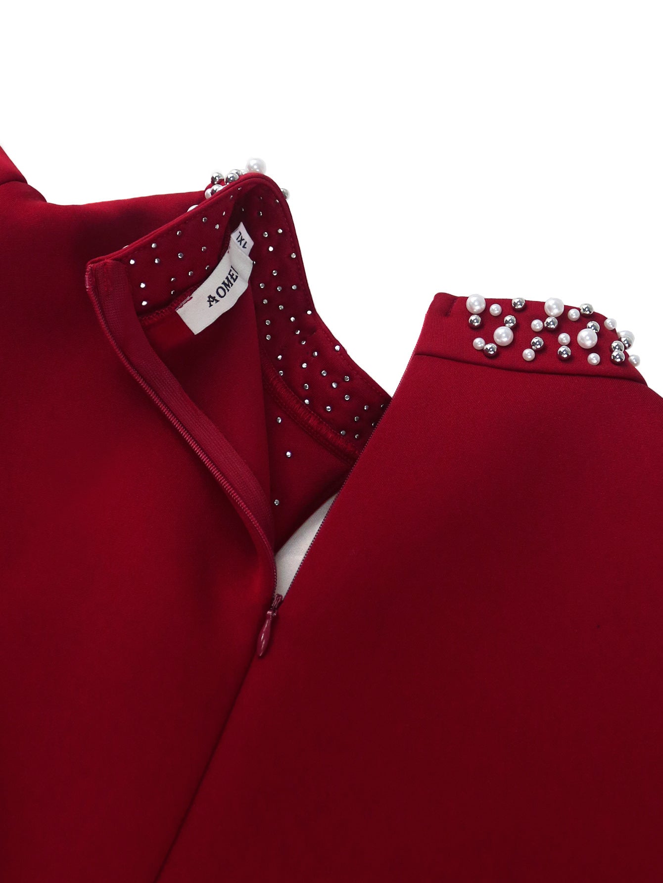 Summer Sexy Hollow Half-High Collar Dress Formal Dinner Beaded High Waist Party Dress 10