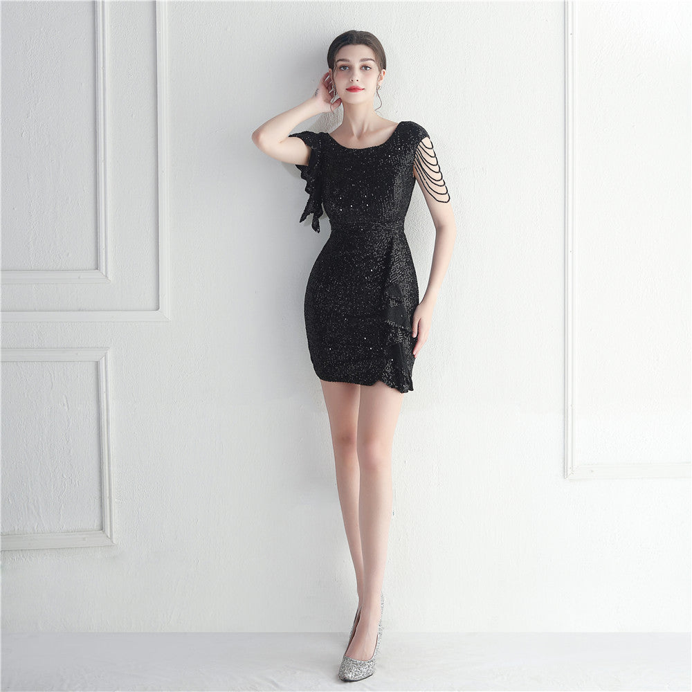 Beaded Sequin Nightclub Party Sexy Bodycon Short Dress 9