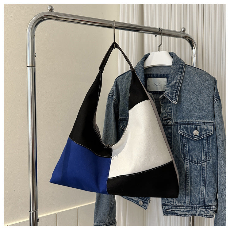 Casual Women's Canvas Bag Fashionable Handbag Crossbody Bag Trendy Patchwork Contrasting Shoulder Bag 13