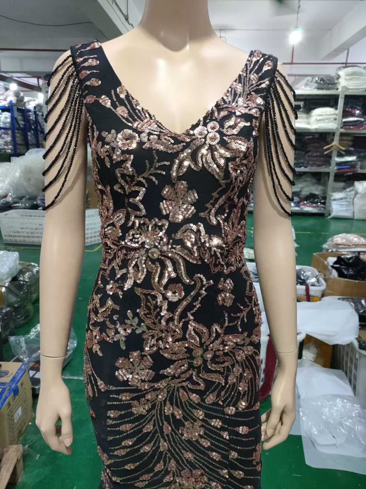 Sequin Mesh Beaded Chic Elegant Annual Meeting Long Fishtail Sequin Sexy Dress 18