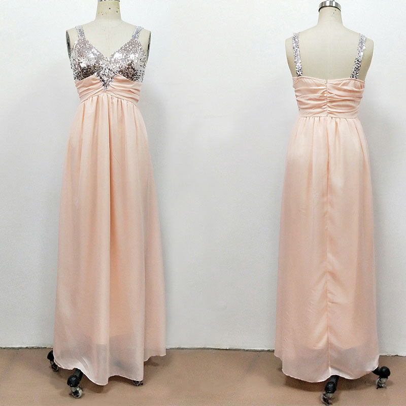Women's Evening Dress Chiffon Sequin Strap Dress 5