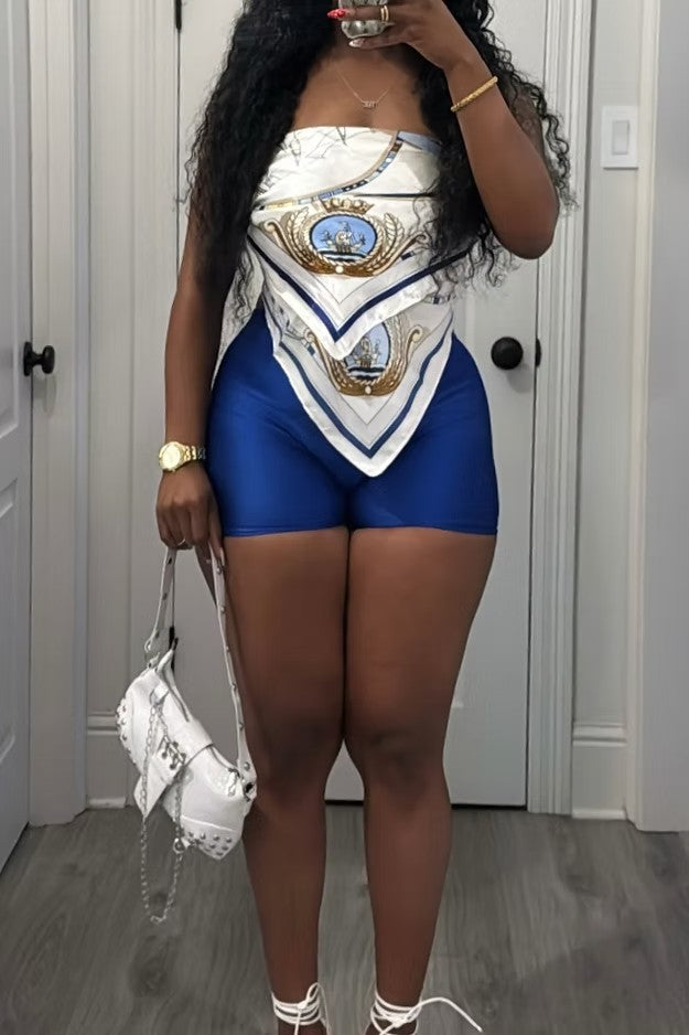 Fashion Strapless Sexy Two Piece Shorts Set 12