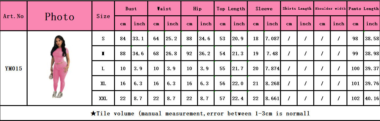 Women Sexy Solid Short Sleeve Top and Pant Two-piece Set 22