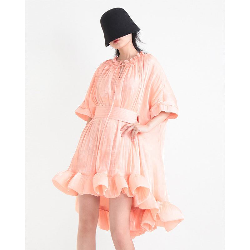 Summer Round Neck Ruffle Tie-Waist Party Cocktail Dress 5