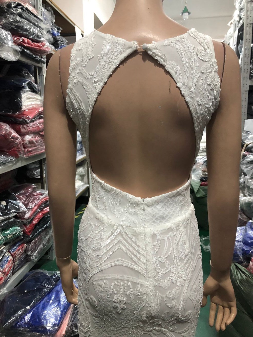 Lace & Sequin Fishtail Wedding Dress Romantic Bridal Evening Gown 19