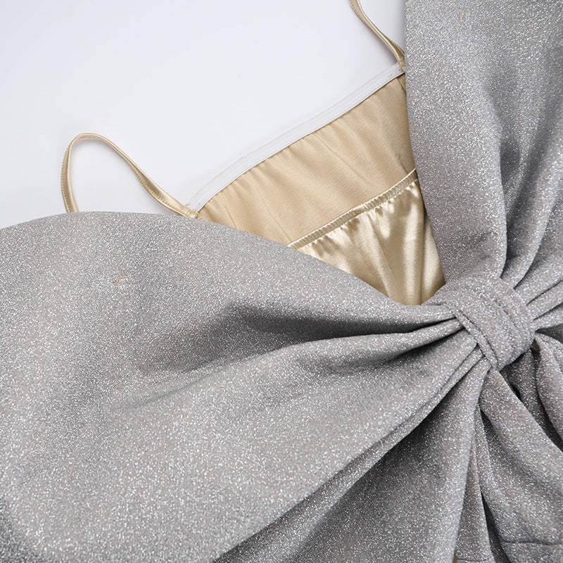 Fashionable Sexy Chic Strap Bow Bodycon Short Dress 6