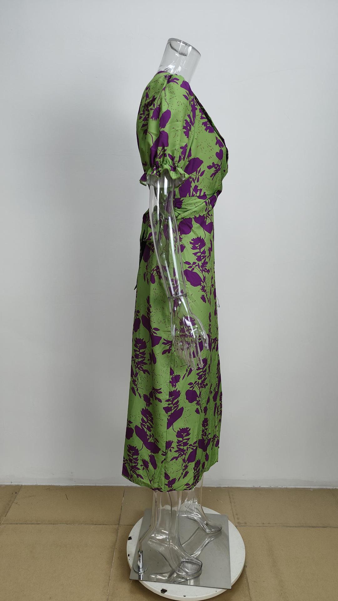 Women's fashion printed V-neck long dress 10