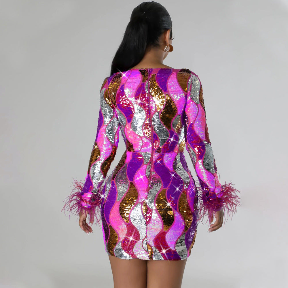 Stylish Sequin Sexy Bodycon Women Party Dress 9