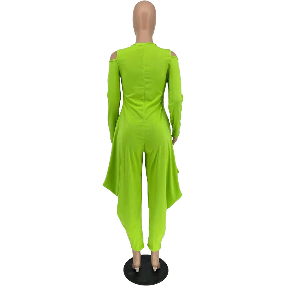 Women's Solid Color Cutout Long Sleeve Fashionable Loose Jumpsuit 30