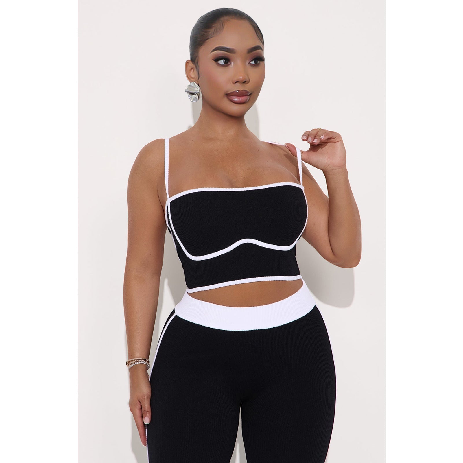 Women Sports Suspender Top and Pants Two-Piece Set 34