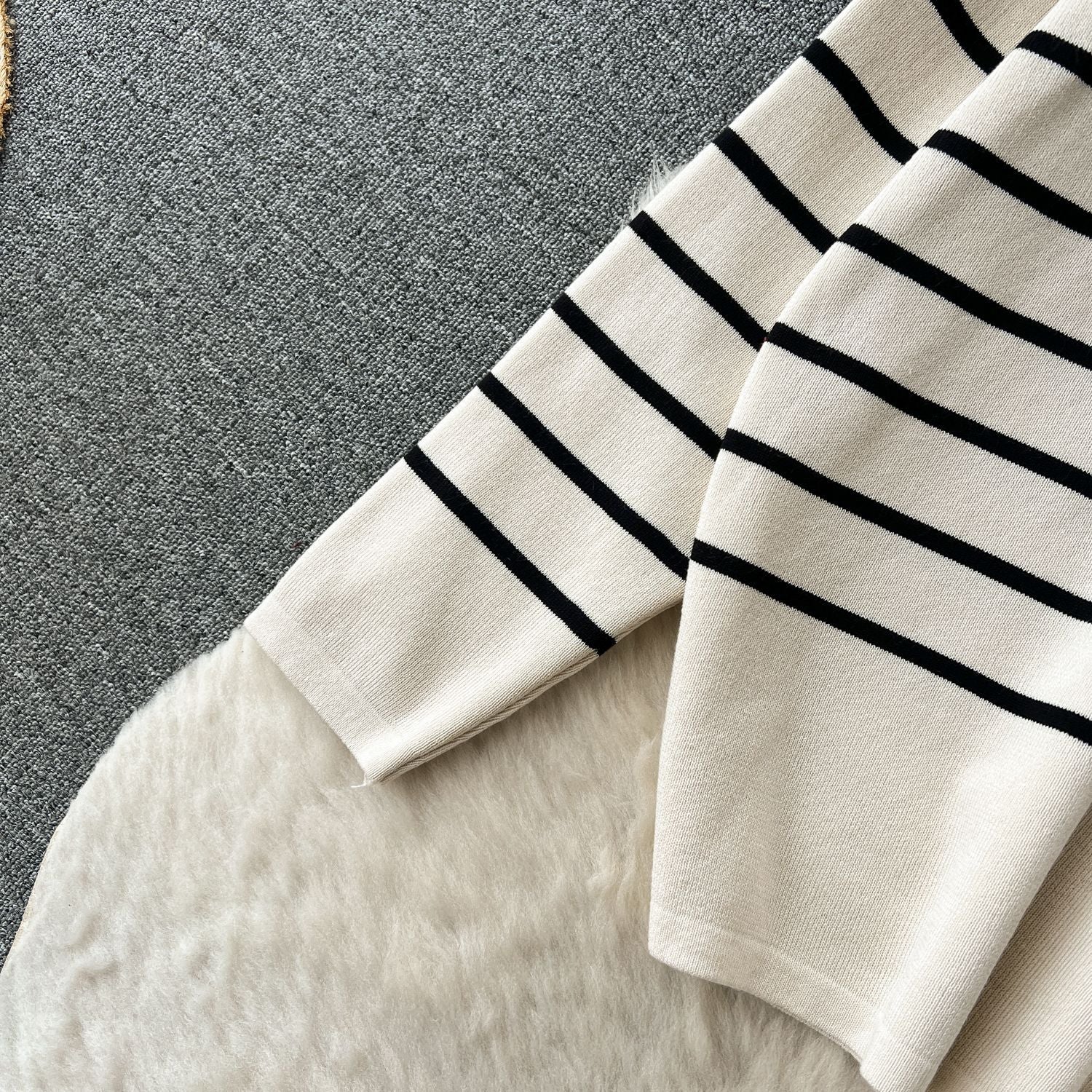 Women Casual V Neck Striped Knitting Top and Pants Two-piece Set 23