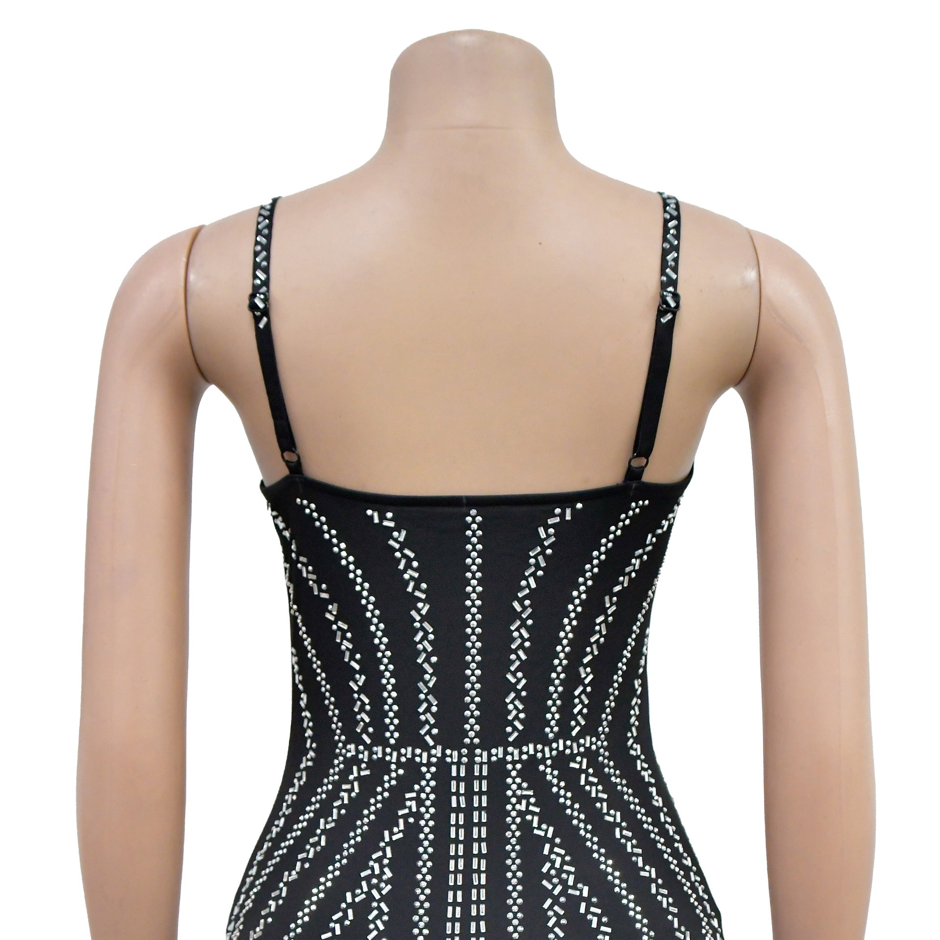 Women Solid Beaded Suspender Maxi Dress 19