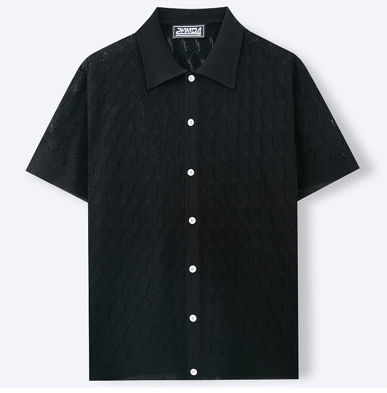 Men's Spring and summer knitting short-sleeved polo top 12