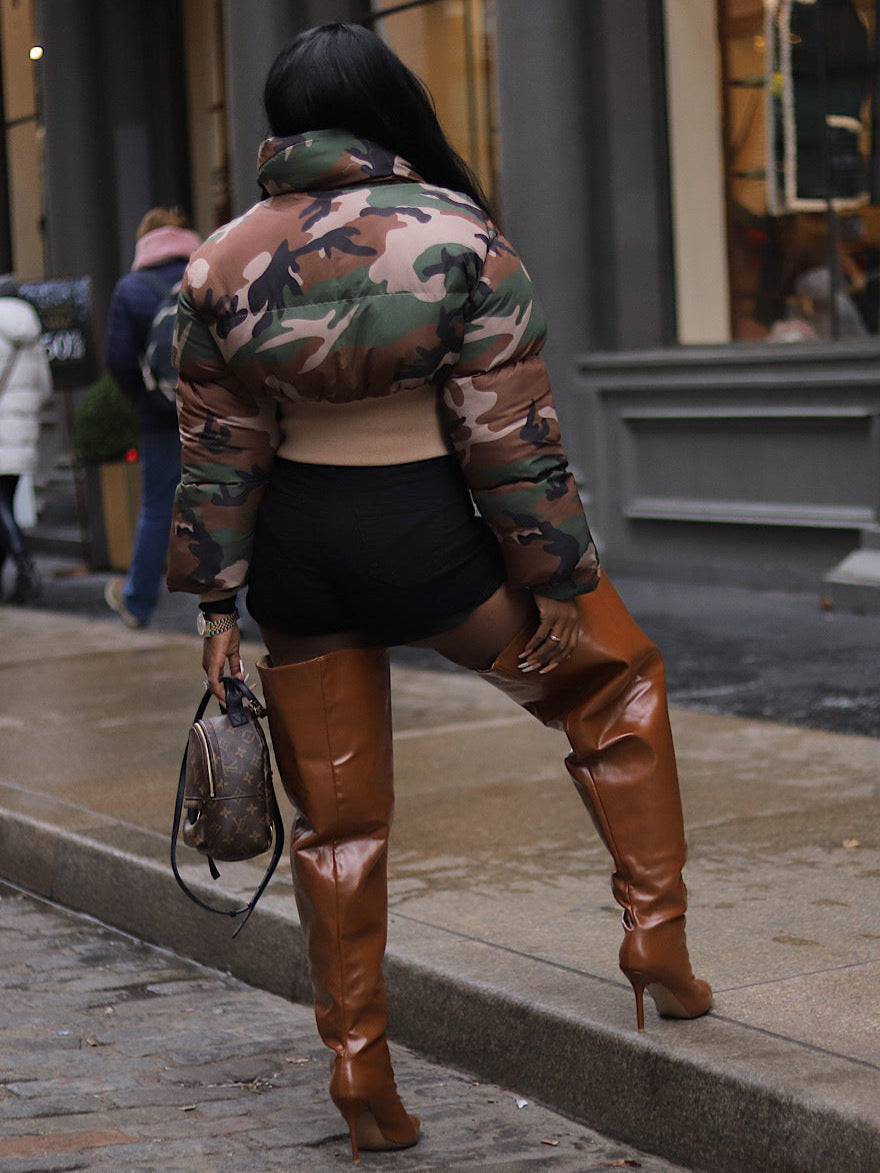 Autumn And Winter Women's Fashion Camouflage Print Short Warm Jacket Cotton-Padded Coat 6