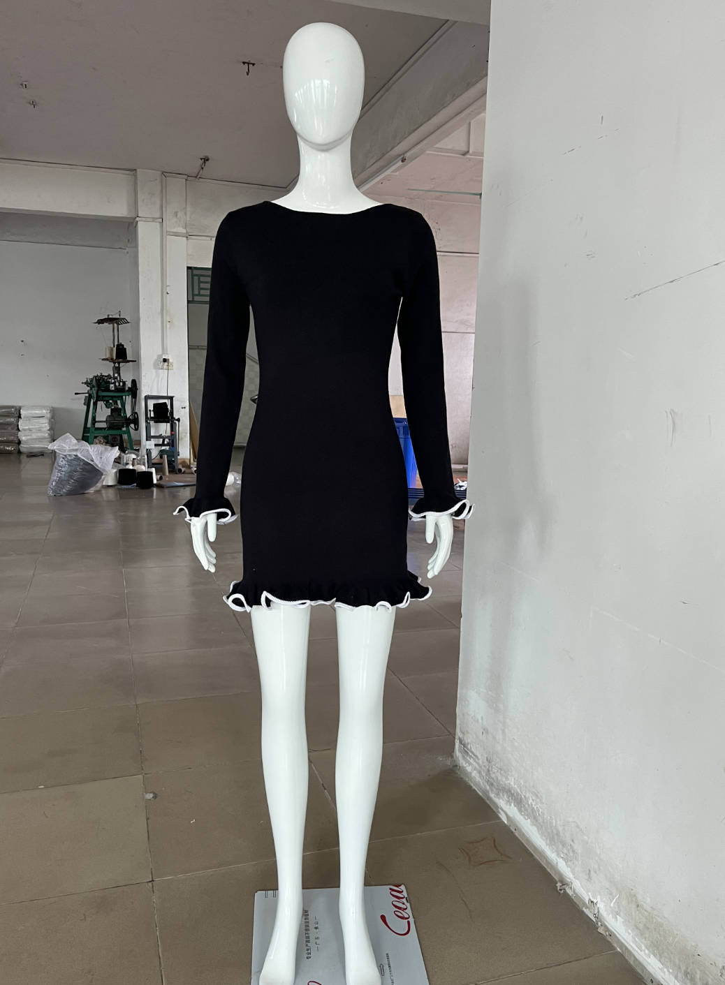 Sexy Tight Fitting Ruffle Knitting Long-Sleeved Autumn And Winter Dress 12