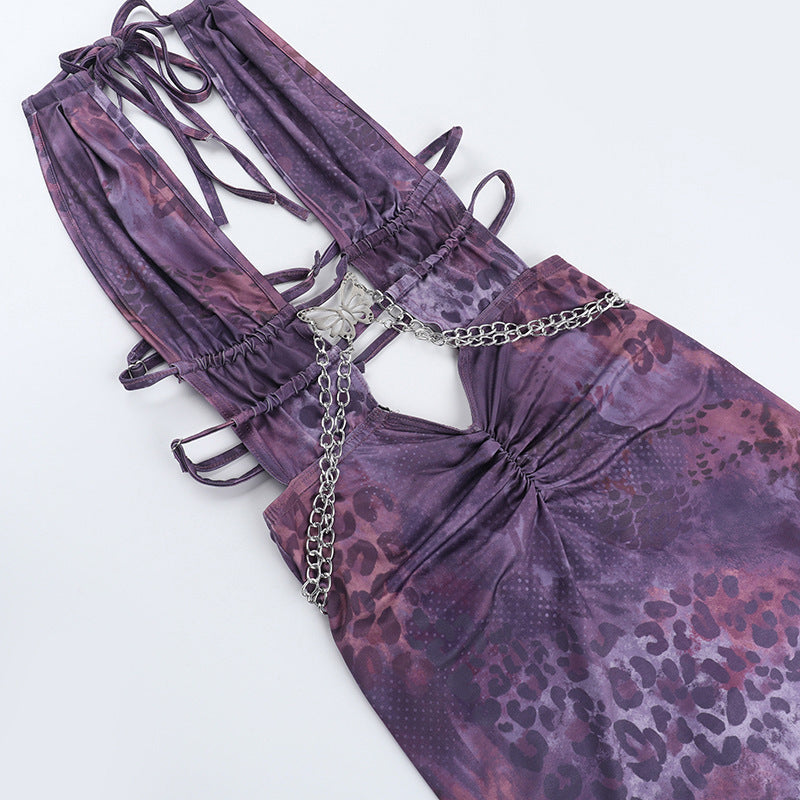 Animal Print Sexy Deep V Low Back Cutout Bodycon Dress 10