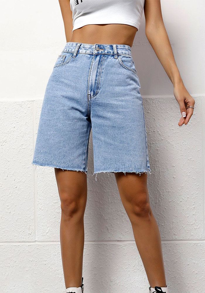 Women Casual Washed Denim Shorts