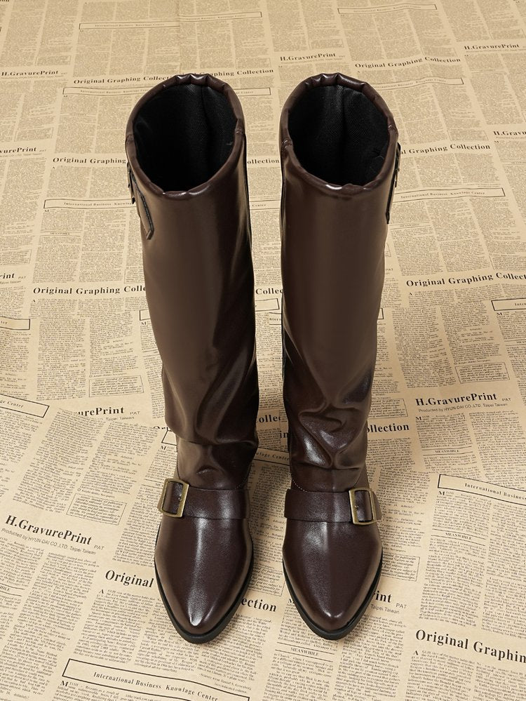 Women autumn and winter long pointed-toe block-heeled fashion boots 22