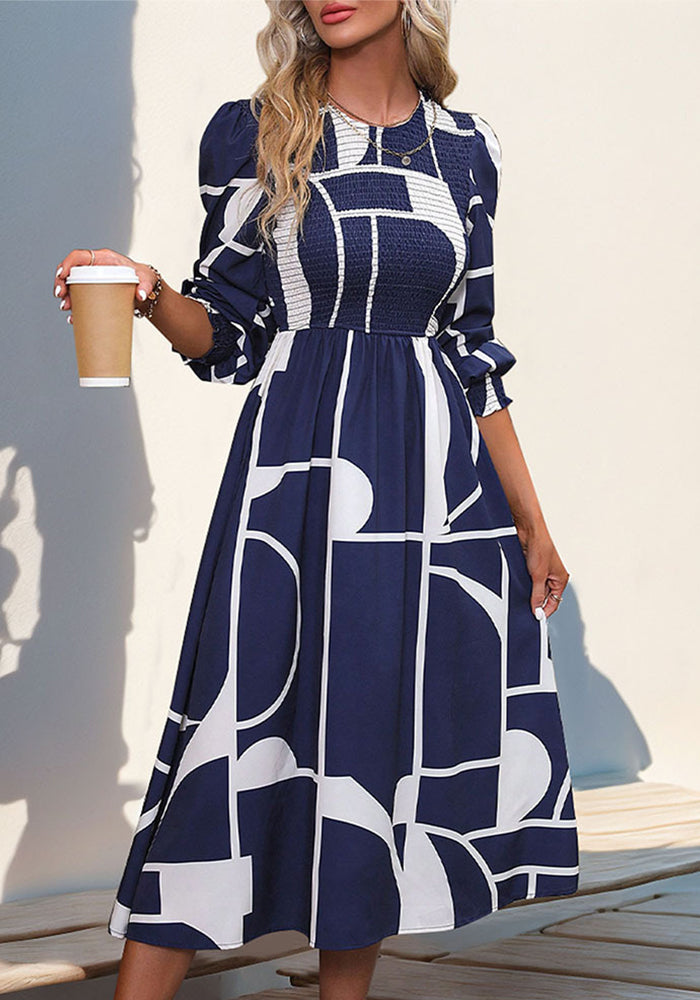 Women autumn long-sleeved printed dress
