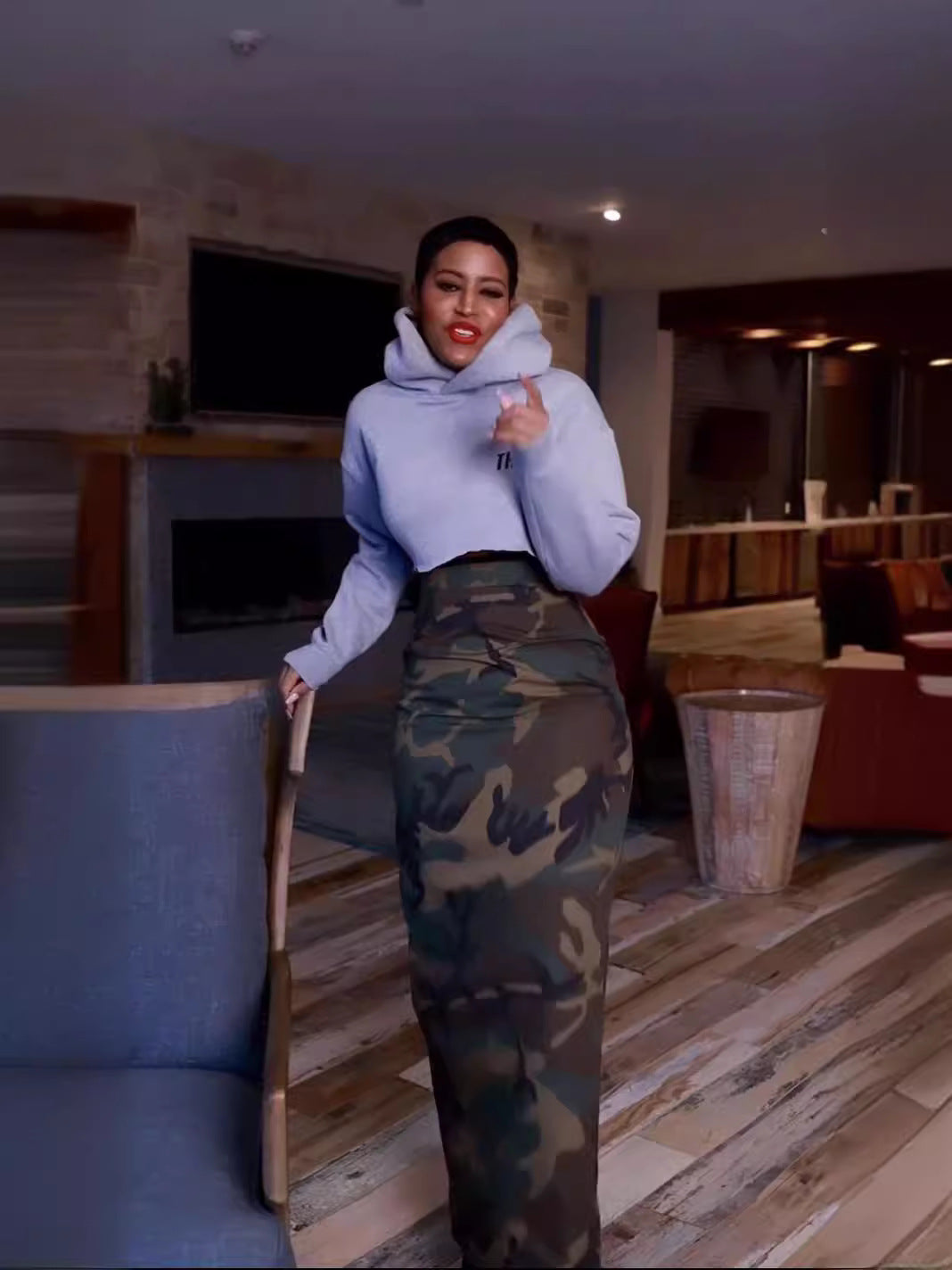 Women camouflage slit Skirt 4