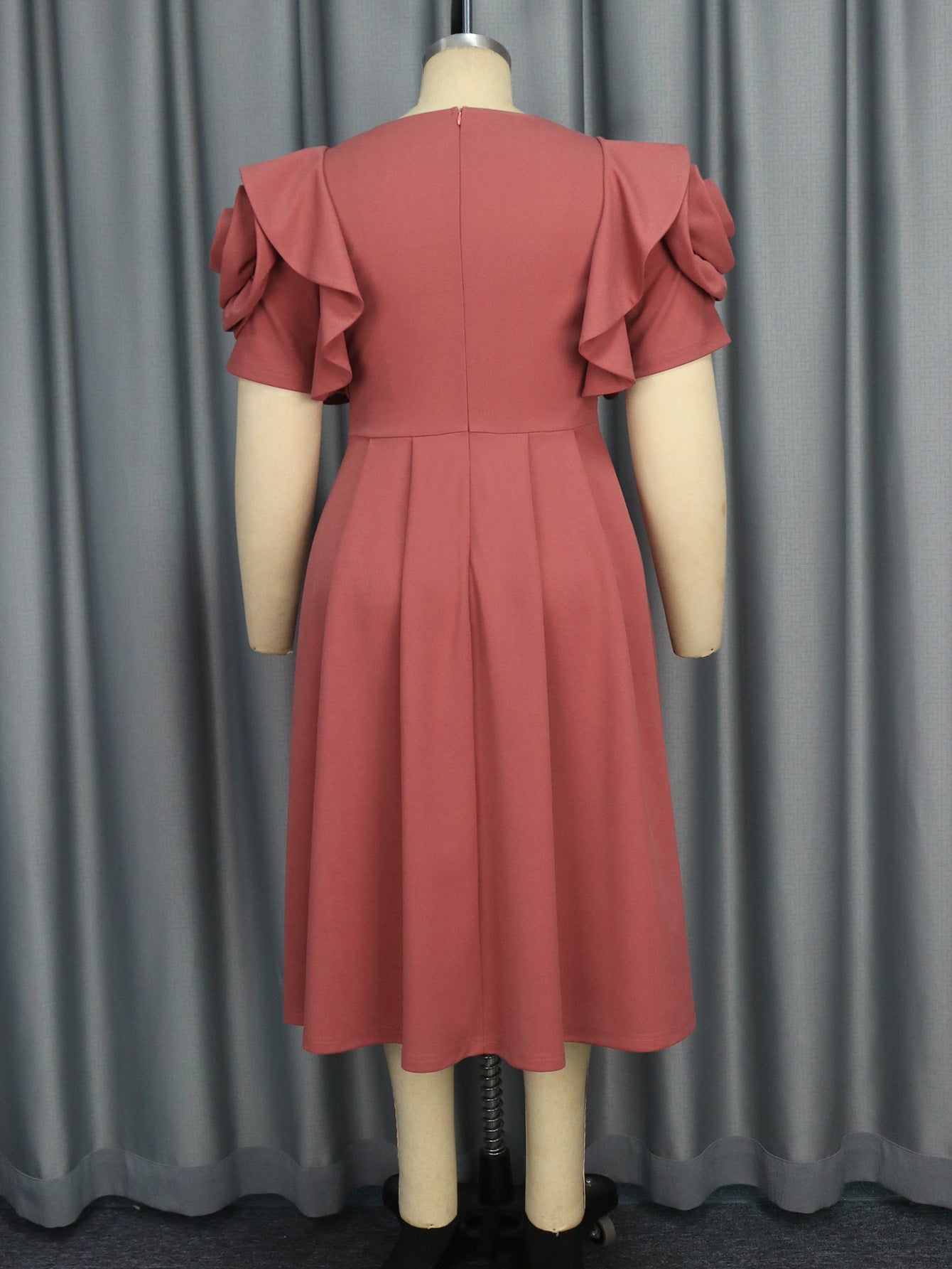 Plus Size Ruffle Sleeve Fashion High Waist Formal Party Dress 5