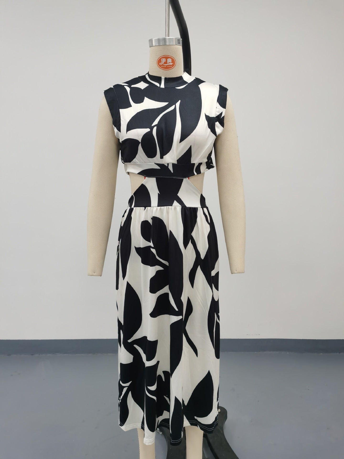 Women Round Neck Short Sleeve Floral Print Dress 22