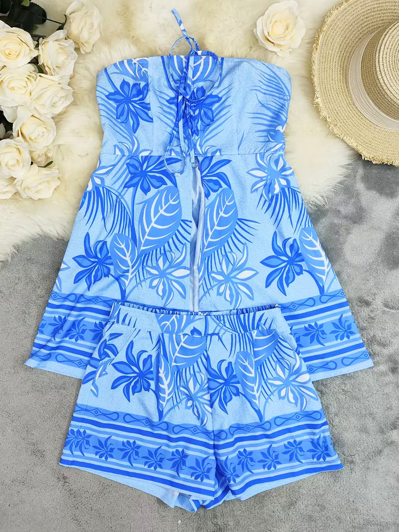 Spring/Summer Fashion Sexy Print Vest Shorts Two-Piece Set 7