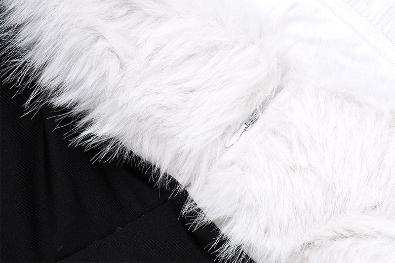 Women winter sexy Off Shoulder Furry Strapless dress 13