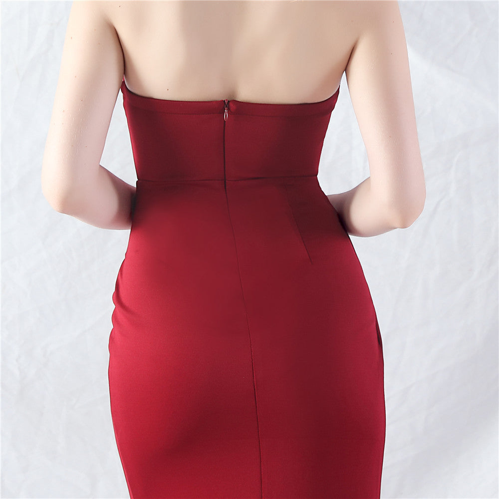 Women Fishbone Vest Off Shoulder Evening Dress 41